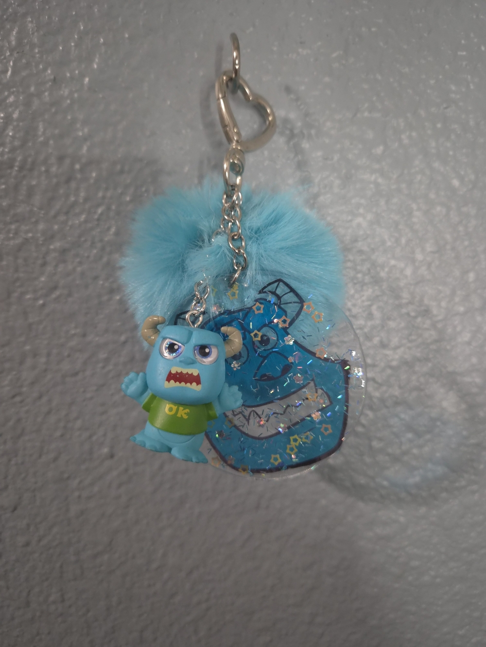 Blue Monsters Inc Pom Keychain - Cute Character Accessory